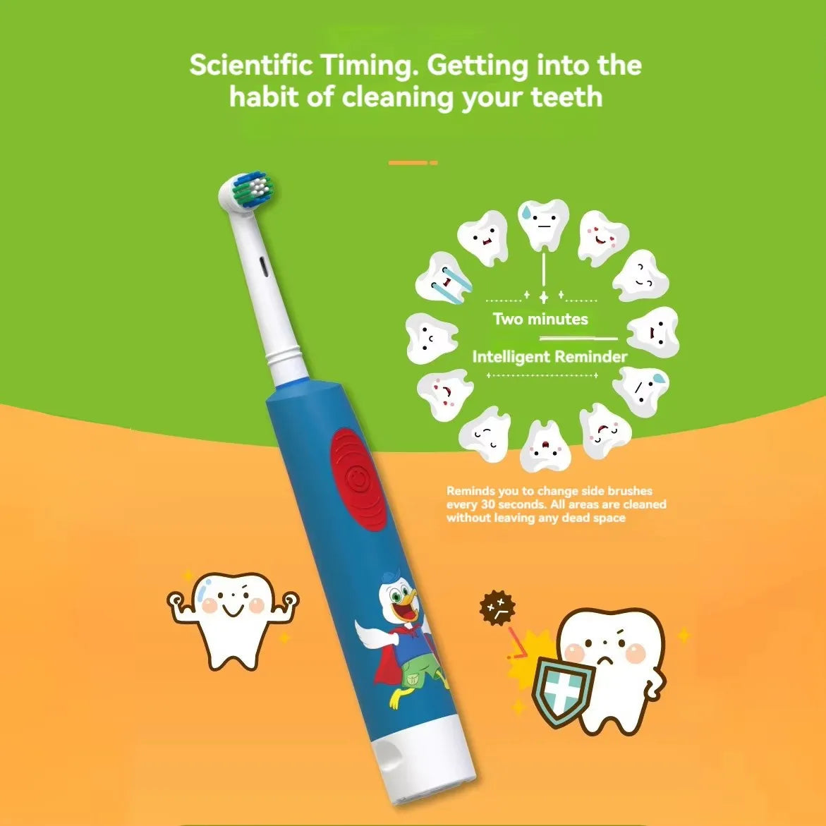 Colorful Cartoon toothbrush For Kids Age 3+